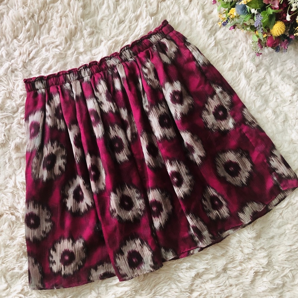 🛍BOGO Anthropologie Floral Magenta Skirt Boho